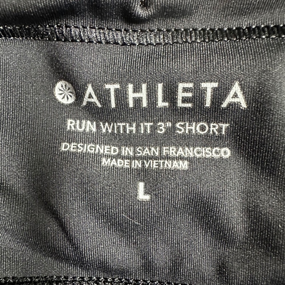 Athleta Run With It 3in Lined Running Shorts Women L Black White - Picture 5 of 6